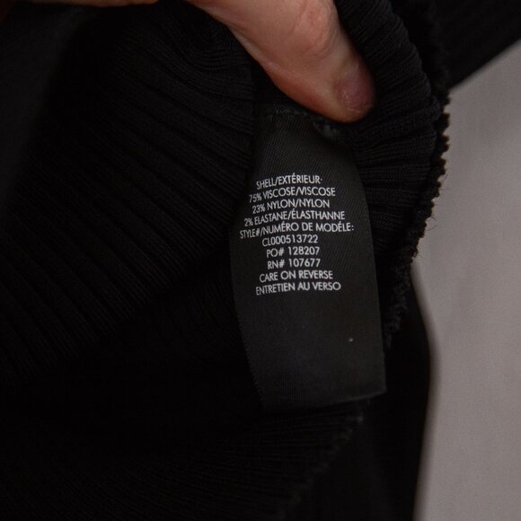 Alice & Olivia Bateau Neckline Off-the-Shoulder Ribbed Sweater in Black | Size S - Picture 7 of 7